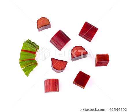 rhubarb stalks isolated on white background 62544302