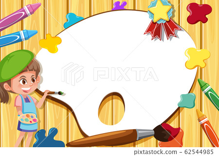 Banner template with happy girl painting on the Banner template with happy girl painting on the 62544985