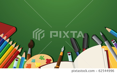 Background template with different school items in Background template with different school items in 62544996