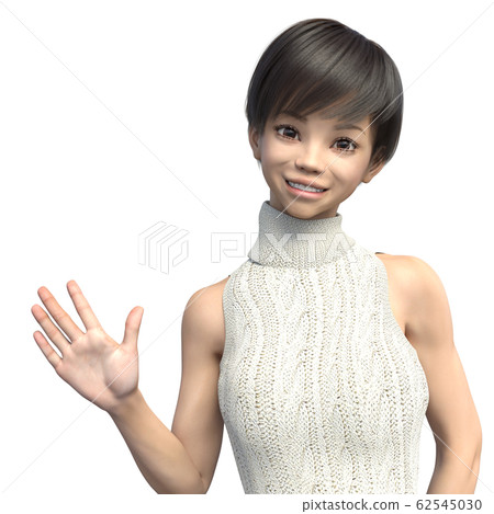 針織連衣裙的年輕女子perming3DCG插圖素材 62545030