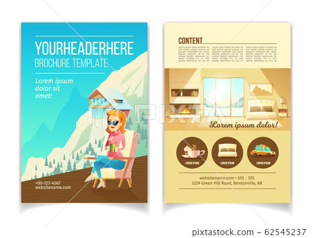 Winter resort cartoon brochure template Winter resort cartoon brochure template 62545237