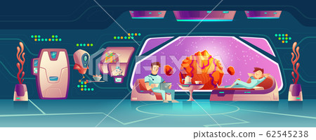 Space hotel clients resting in room cartoon Space hotel clients resting in room cartoon 62545238