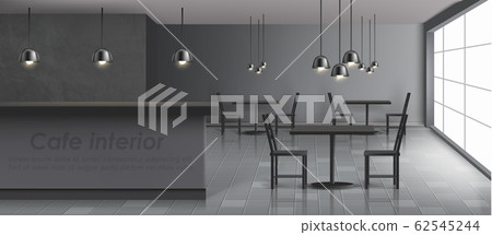 Modern restaurant, cafe realistic interior 62545244