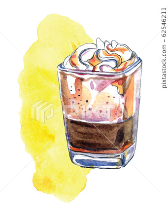 Illustration of glass of espresso with caramel 62546211