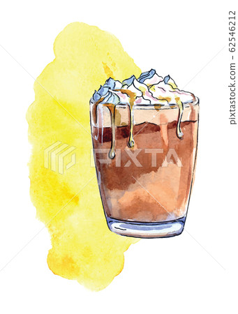 Illustration of glass of caramel latte Illustration of glass of caramel latte 62546212