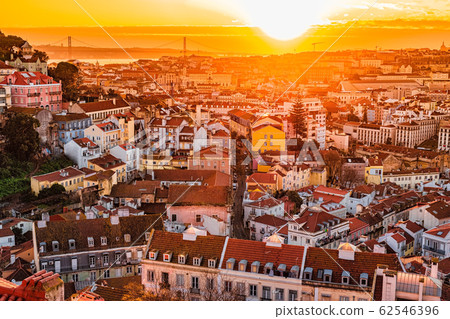 Colorful top view on Lisbon, Portugal Colorful top view on Lisbon, Portugal 62546396