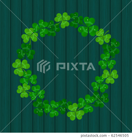 Saint Patrick's day vector frame with green shamrock 62546505
