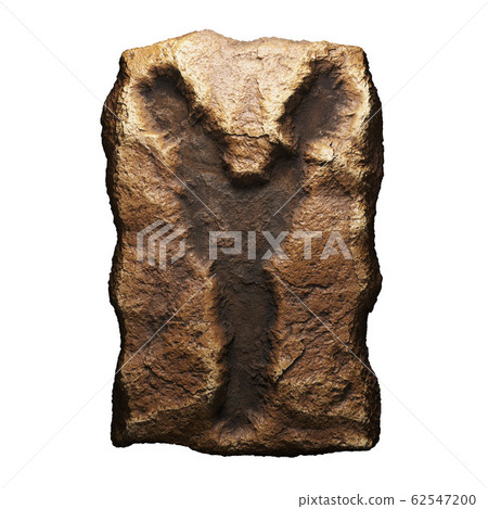 Rocky letter Y. Font of stone isolated on white background. 3d 62547200