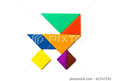 Color wood tangram puzzle in stroller shape Color wood tangram puzzle in stroller shape 62547292