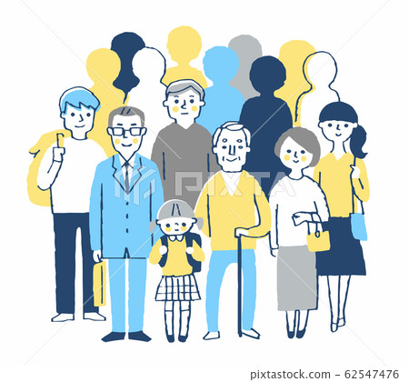 Large numbers of people, young and old Large numbers of people, young and old 62547476