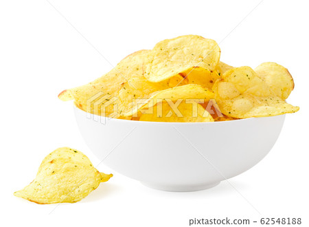 Potato chips with seasonings in a plate and Potato chips with seasonings in a plate and 62548188