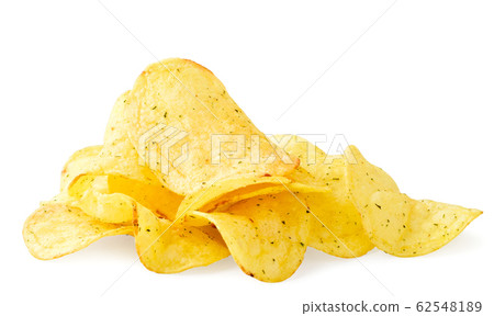 Pile of potato chips with seasonings close-up on a 62548189
