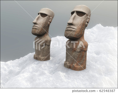Moai in snowy mountains Moai in snowy mountains 62548387