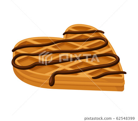 Heart Shaped Waffle with Textured Surface and Sweet Chocolate Topping Side View Vector Illustration Heart Shaped Waffle with Textured Surface and Sweet Chocolate Topping Side View Vector Illustration 62548399