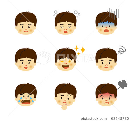 Boy emotions icon set 62548780