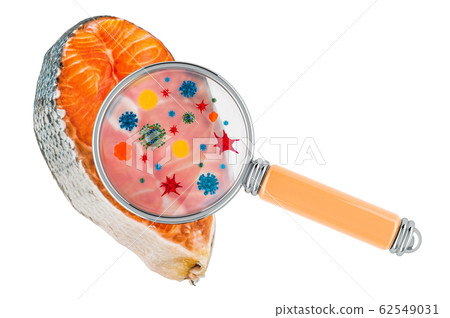 Red fish with germs, microbes or viruses 62549031