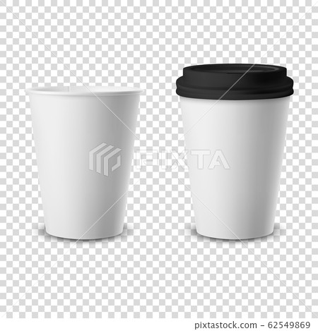Vector 3d Realistic Disposable Opened and Closed with Lid Paper, Plastic Coffee Cup for Drinks Icon Set Closeup Isolated on Transparent Background. Design Template, Mockup. Front View Vector 3d Realistic Disposable Opened and Closed with Lid Paper, Plastic Coffee Cup for Drinks Icon Set Closeup Isolated on Transparent Background. Design Template, Mockup. Front View 62549869