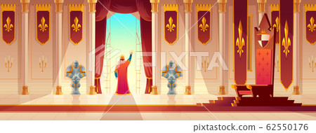 King greeting crowd from balcony cartoon 62550176