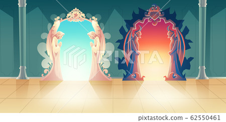 Heaven and hell entrances cartoon concept Heaven and hell entrances cartoon concept 62550461