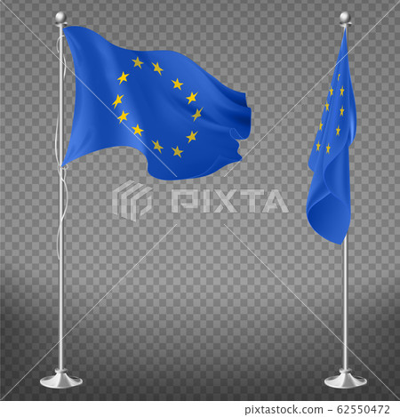 European Union flag on flagpole realistic European Union flag on flagpole realistic 62550472