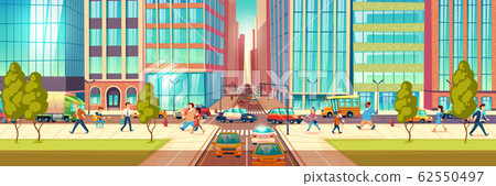Metropolis busy street cartoon concept 62550497