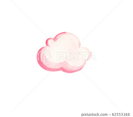 Cute white watercolor cloud. Watercolour pink cloud objects isolated on white background for your design: textile, fabric, 62553168
