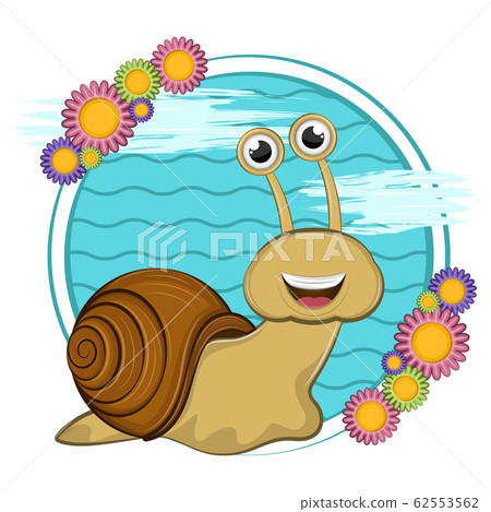 Cartoon of a cute happy snail 62553562