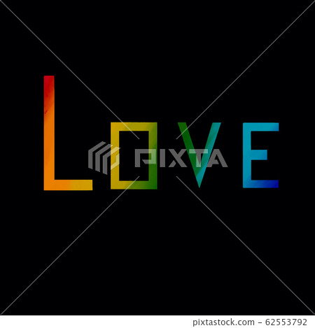 The word love in gradient colors. A romantic illustration, inscr 62553792