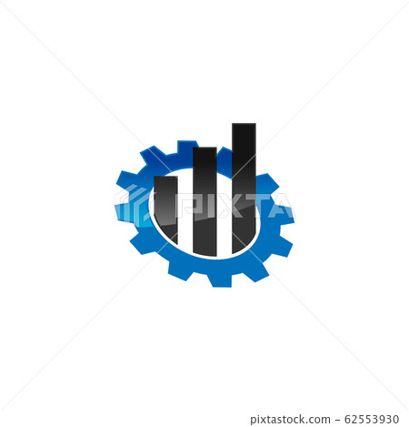 Bar chart conception with gear vector logo Bar chart conception with gear vector logo 62553930