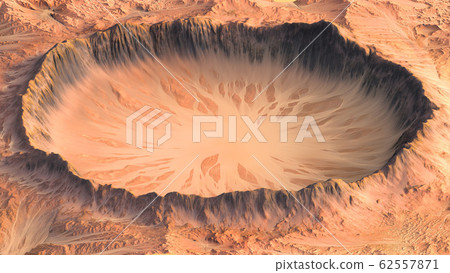 Crater of a former lake on the planet Mars. 3d illustration Crater of a former lake on the planet Mars. 3d illustration 62557871