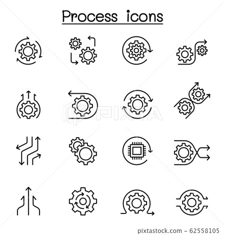 Process icon set in thin line style - Stock Illustration [62558105] - PIXTA