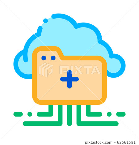 Cloud Storage Icon Vector Outline Illustration - Stock Illustration ...