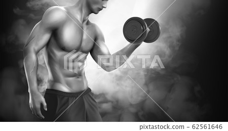 Strong man doing weight lifting 62561646