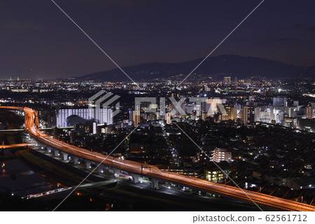 [大阪府池田市]從富士山觀看的北九州的夜景 62561712