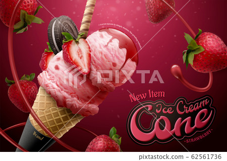 Strawberry ice cream cone Strawberry ice cream cone 62561736