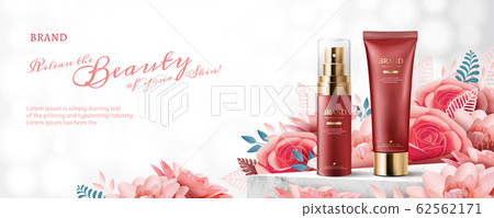 Elegant paper art cosmetic ads 62562171