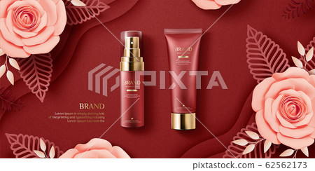 Elegant paper art cosmetic ads 62562173