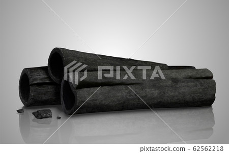 3D illustration charcoal stick 62562218