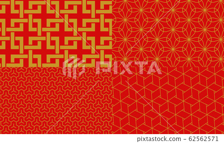 Japanese pattern, corner connection, leaf of Ranbu, Tortoise of Bishamon, Ajiro 62562571