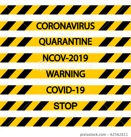 Seamless fencing tape quarantine coronavirus vector warning tape fencing flu, black and yellow 62562811