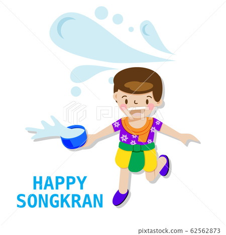 Thai boy splash water playing for Songkran 62562873