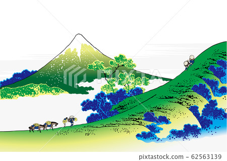 葛飾北齋圖像Koshu Inume Pass明亮版本白色背景 62563139