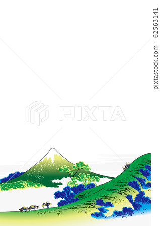 葛飾北齋圖像Koshu Inume Pass明亮版本垂直白色背景 62563141