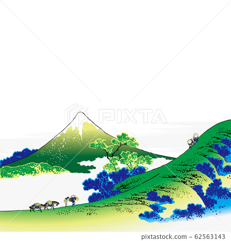 葛飾北齋圖像Koshu Inume Pass明亮版方形白色背面 62563143