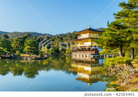 Kinkakuji reflection on the river, Kyoto, Japan 62563401