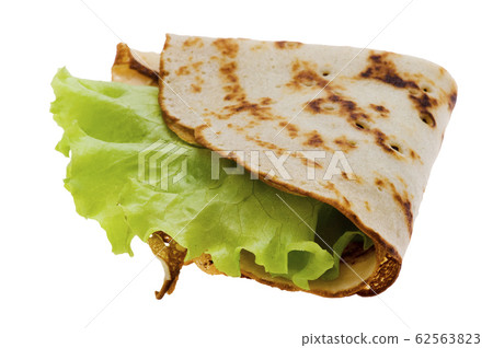 pancake with salad isolated on white pancake with salad isolated on white 62563823