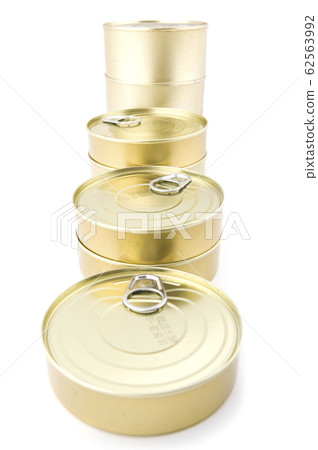metal tin on white close up 62563992