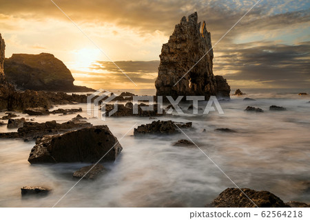 Seascape in Portizuelo beach, Asturias coast, North Spain. 62564218