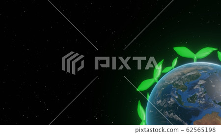 美麗的綠色地球和宇宙與嫩芽 62565198