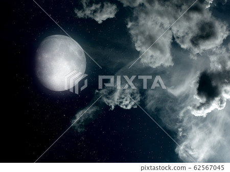 The moon in the night sky 62567045